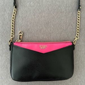 Victoria’s Secret Colorblock Crossbody Bag (Pink and Black with Gold Hardware)